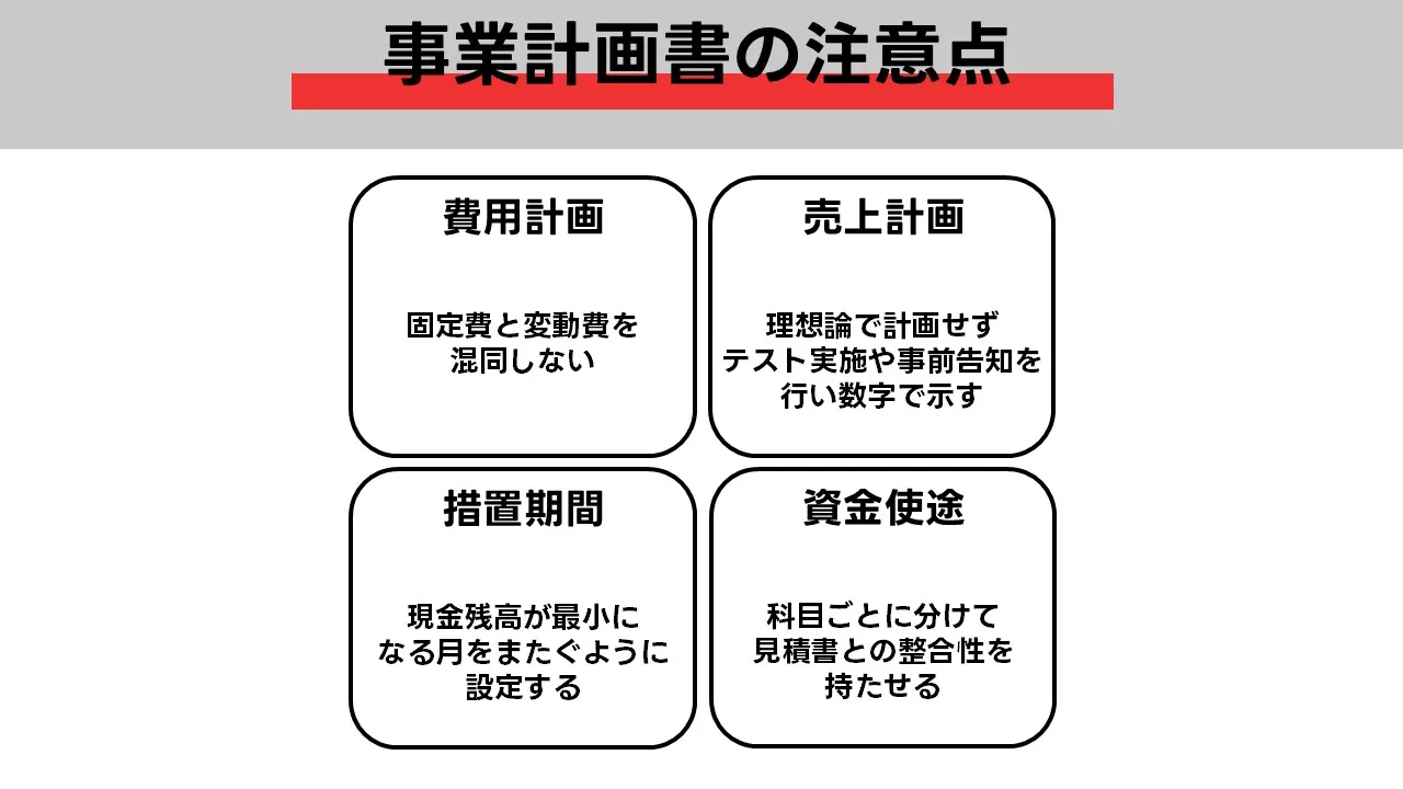 審査で止まりやすい論点：売上根拠の薄さ・費用計上の混在・資金使途の不整合・谷と据置のミスマッチ