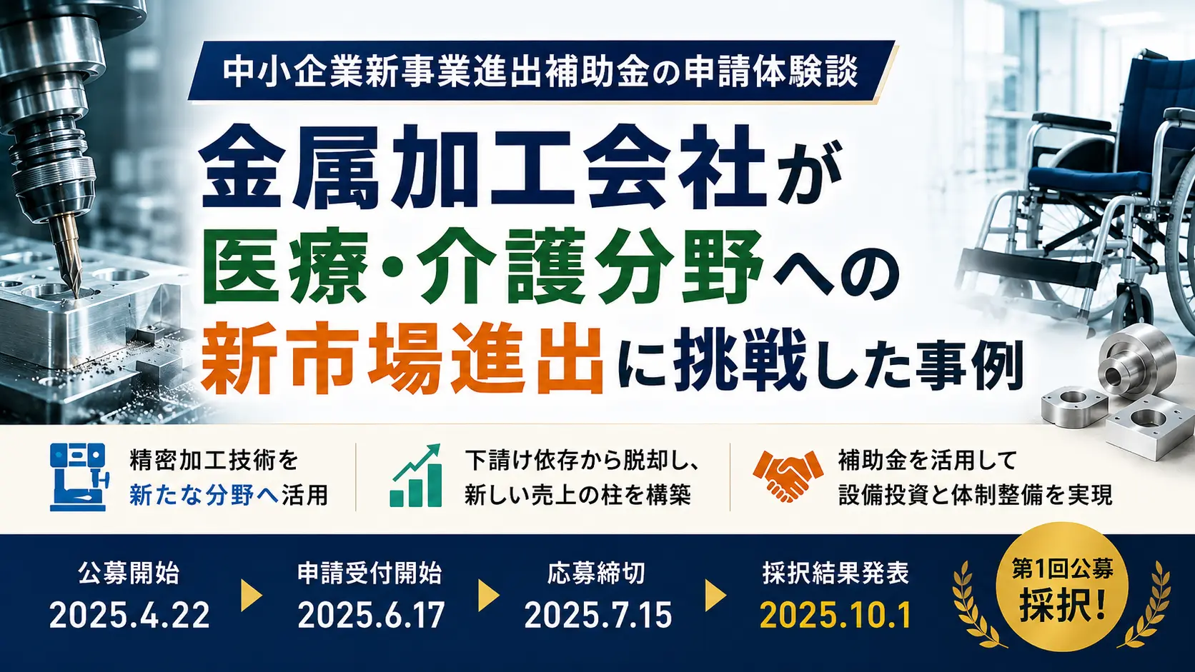 中小企業新事業進出補助金の申請体験談|金属加工会社が医療・介護分野への新市場進出に挑戦した事例
