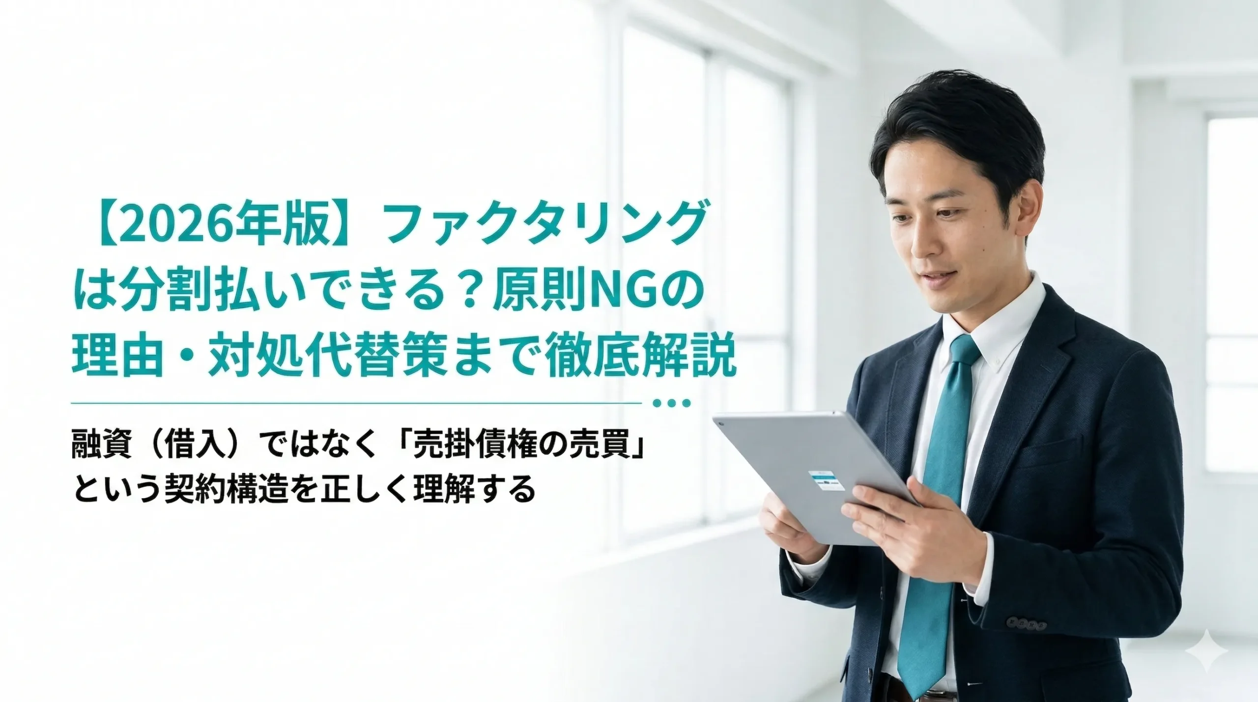 【2026年版】ファクタリングは分割払いできる？原則NGの理由・対処法・代替策まで徹底解説