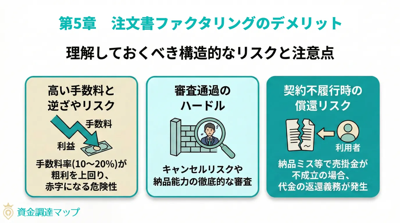 注文書ファクタリングのデメリットと注意点